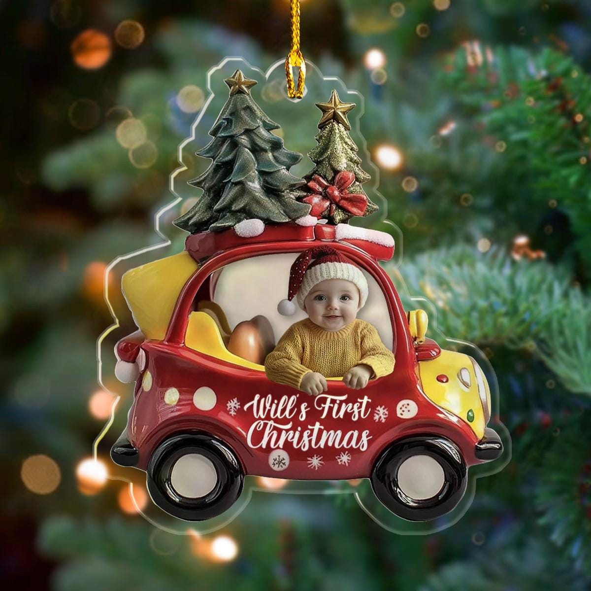 Personalized Face Baby's First Christmas Ornament, Custom Name Baby's First Christmas Gifts, Baby Face Ornament, Baby Portrait Ornament ORNO5