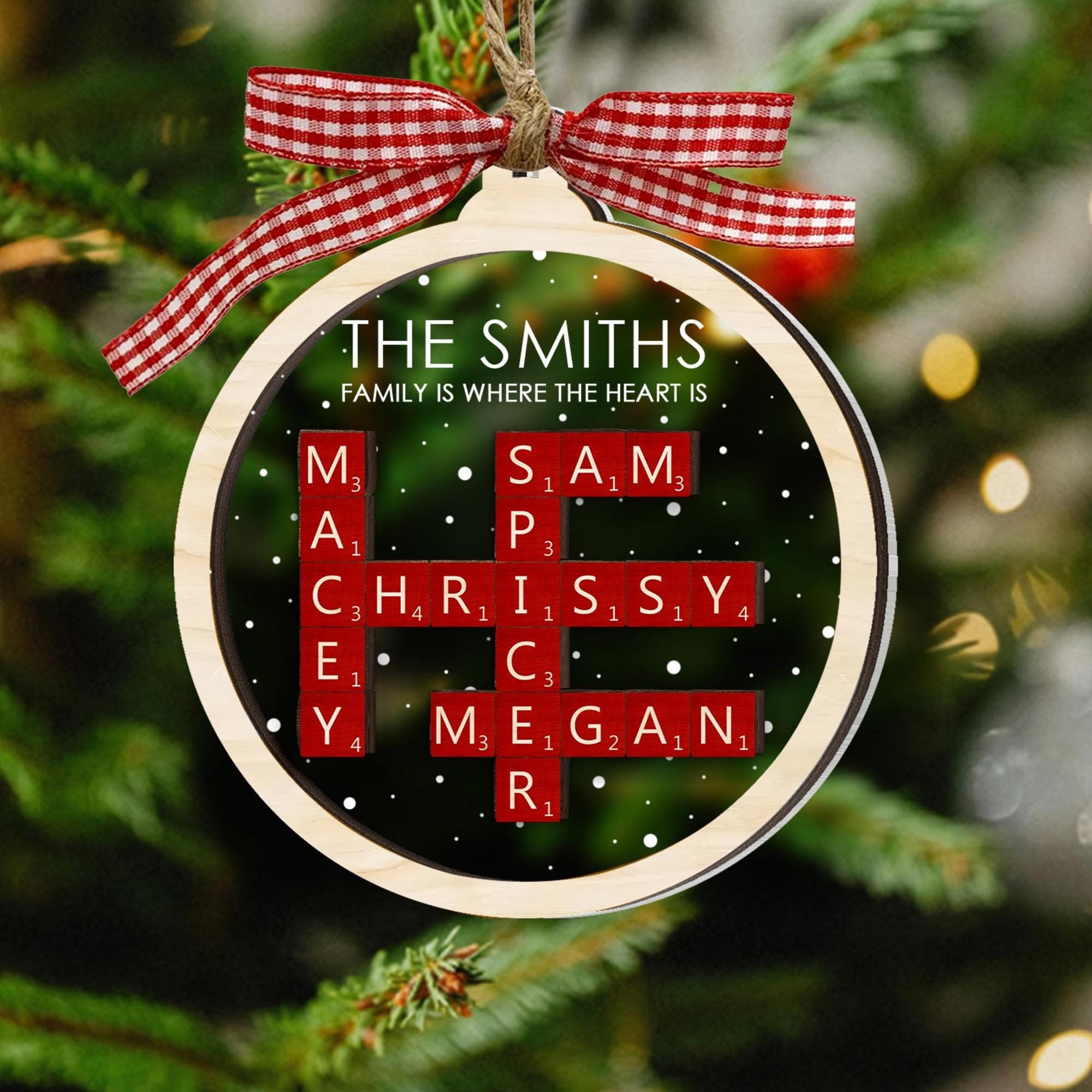 Personalized Family Christmas Ornament, Custom Family Name Crossword Puzzle Ornament, Family 2024 Ornament, Family Christmas Decor Gift OROC24