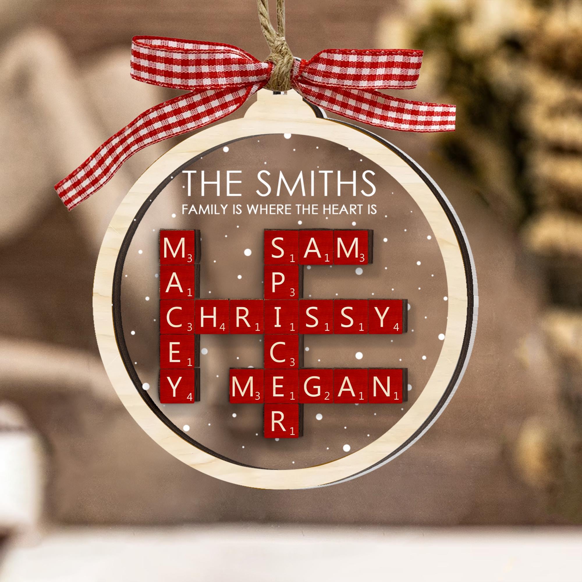 Personalized Family Christmas Ornament, Custom Family Name Crossword Puzzle Ornament, Family 2024 Ornament, Family Christmas Decor Gift OROC24