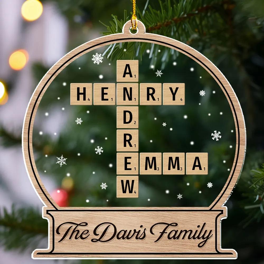 Personalized Family Crossword Christmas Ornament, Scrabble Personalized Christmas Ornaments, Family Names Puzzle Ornament, Christmas Gift OROC24