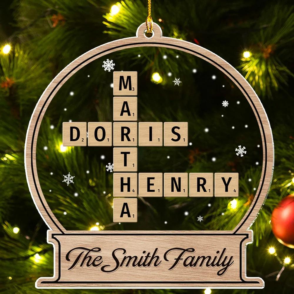 Personalized Family Crossword Christmas Ornament, Scrabble Personalized Christmas Ornaments, Family Names Puzzle Ornament, Christmas Gift OROC24