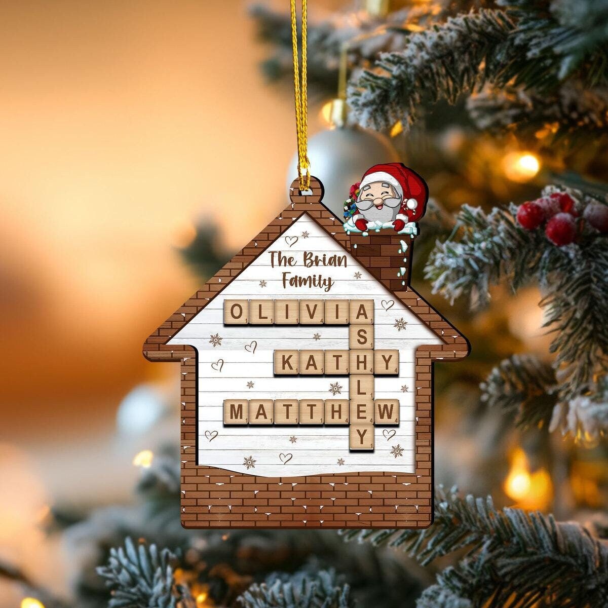 Personalized Family Crossword Ornament 2024, Family Name Crossword Puzzle, Custom Family House Christmas Ornament, Christmas Gift Home Decor OROC24