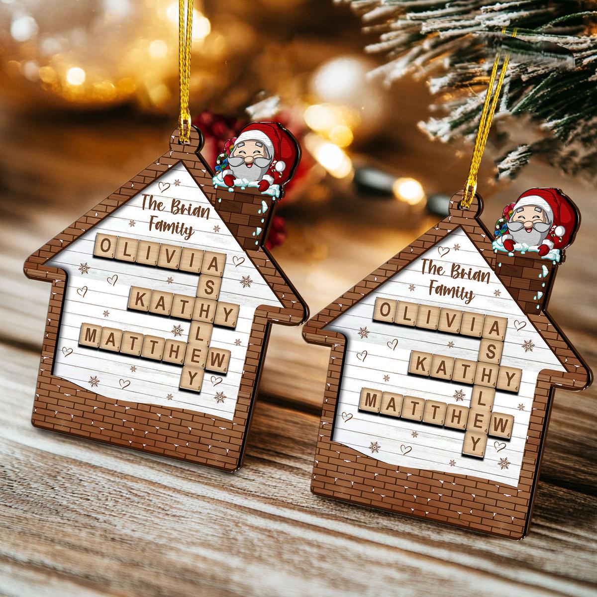 Personalized Family Crossword Ornament 2024, Family Name Crossword Puzzle, Custom Family House Christmas Ornament, Christmas Gift Home Decor OROC24