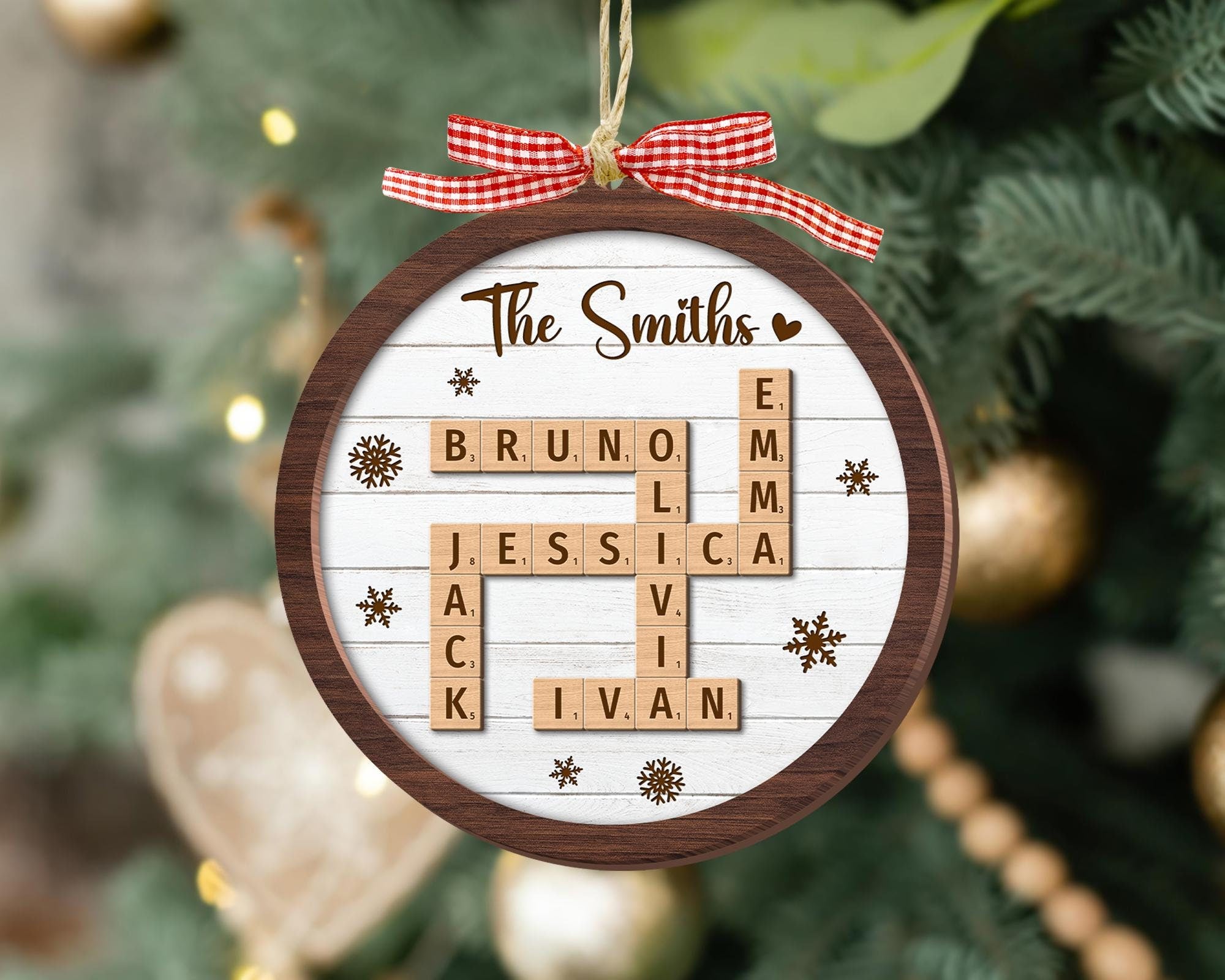 Personalized Family Ornaments, Family Name Crossword Puzzle, Custom Family Christmas Ornament 2024, Christmas Gift, Crossword Name Ornament OROC24