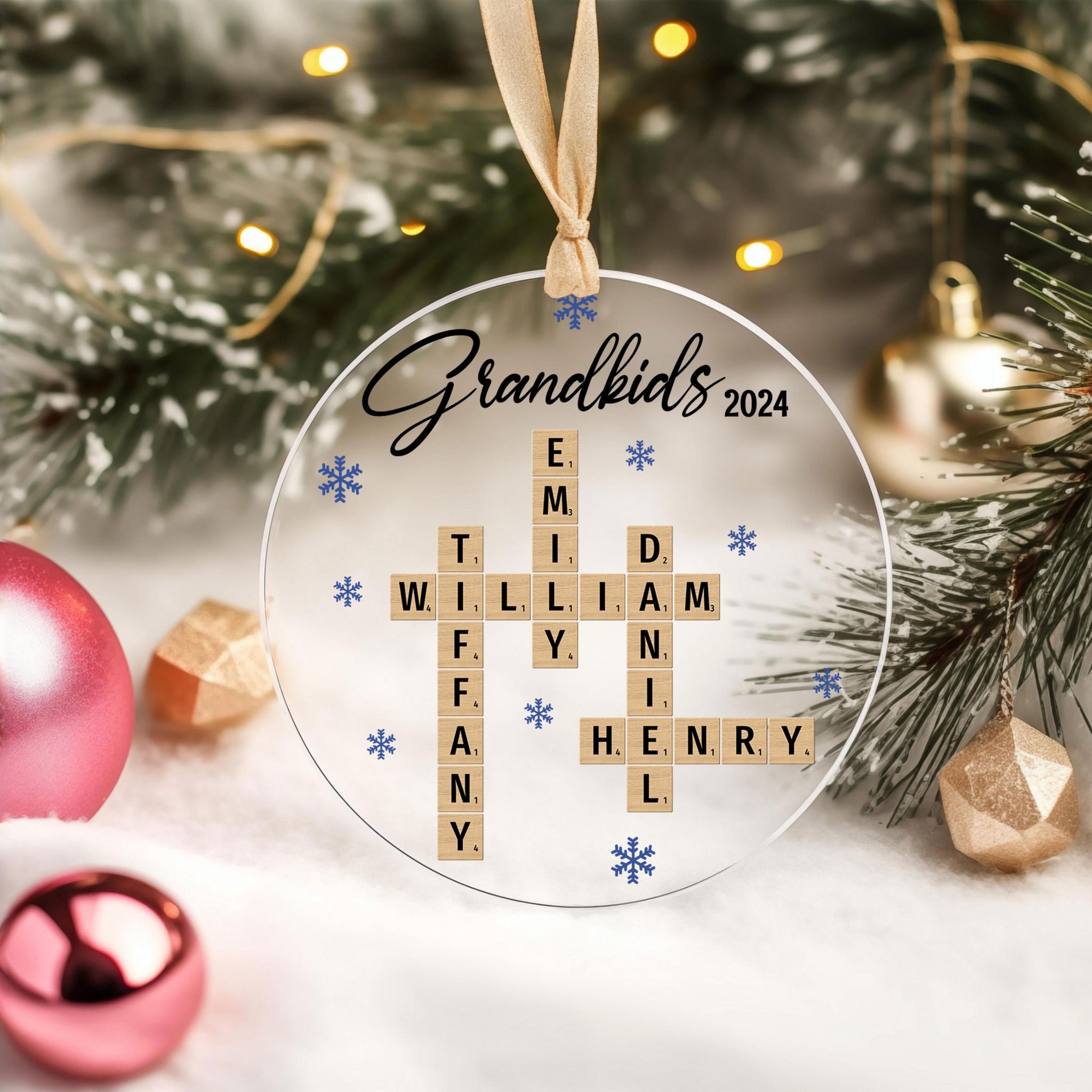 Personalized Family Ornaments, Family Name Crossword Puzzle, Custom Family Christmas Ornament 2024, Christmas Gift, Crossword Name Ornament 1 OROC24