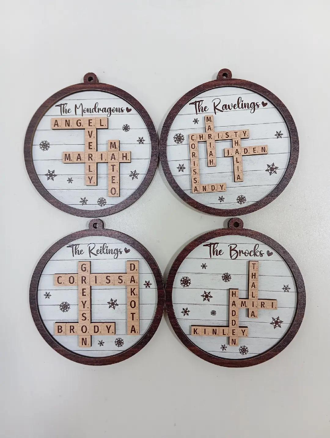 Personalized Family Ornaments, Family Name Crossword Puzzle, Custom Family Christmas Ornament 2024, Christmas Gift, Crossword Name Ornament OROC24