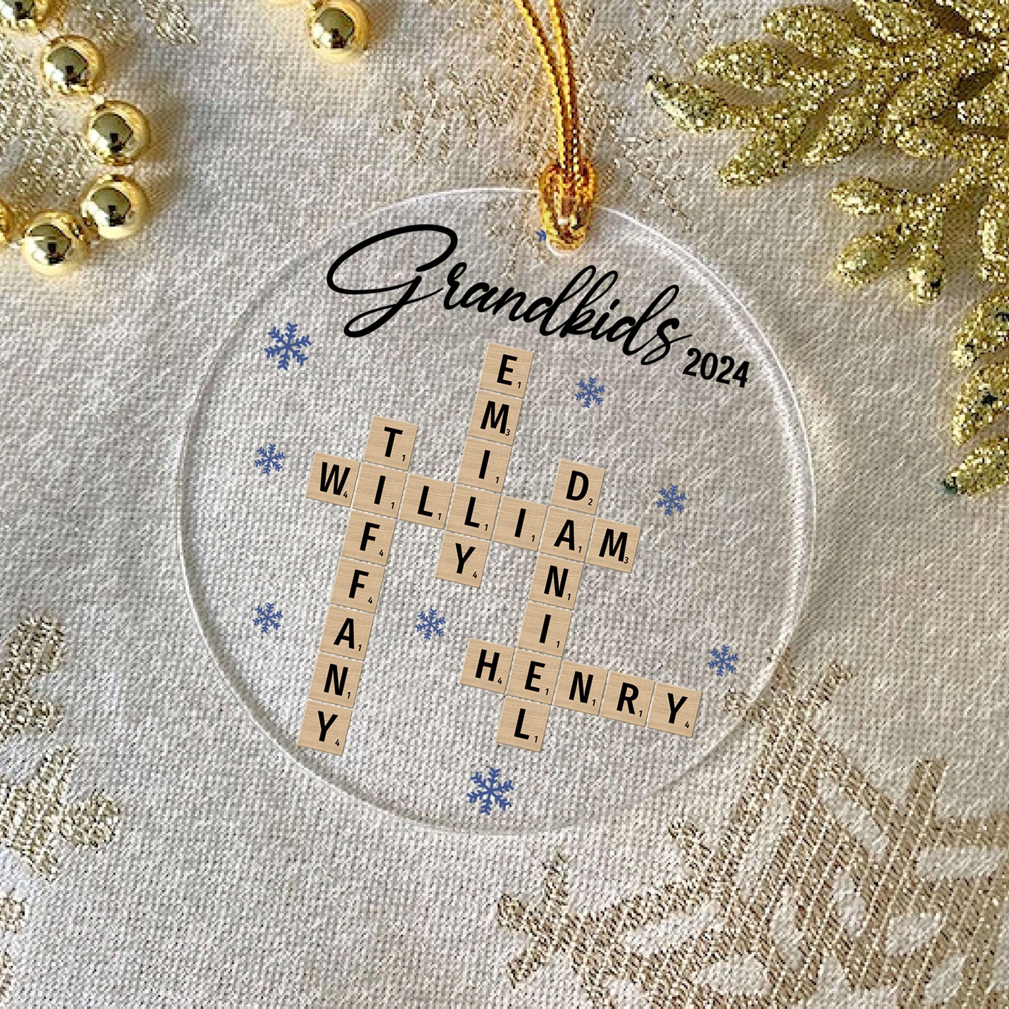 Personalized Family Ornaments, Family Name Crossword Puzzle, Custom Family Christmas Ornament 2024, Christmas Gift, Crossword Name Ornament 1 OROC24