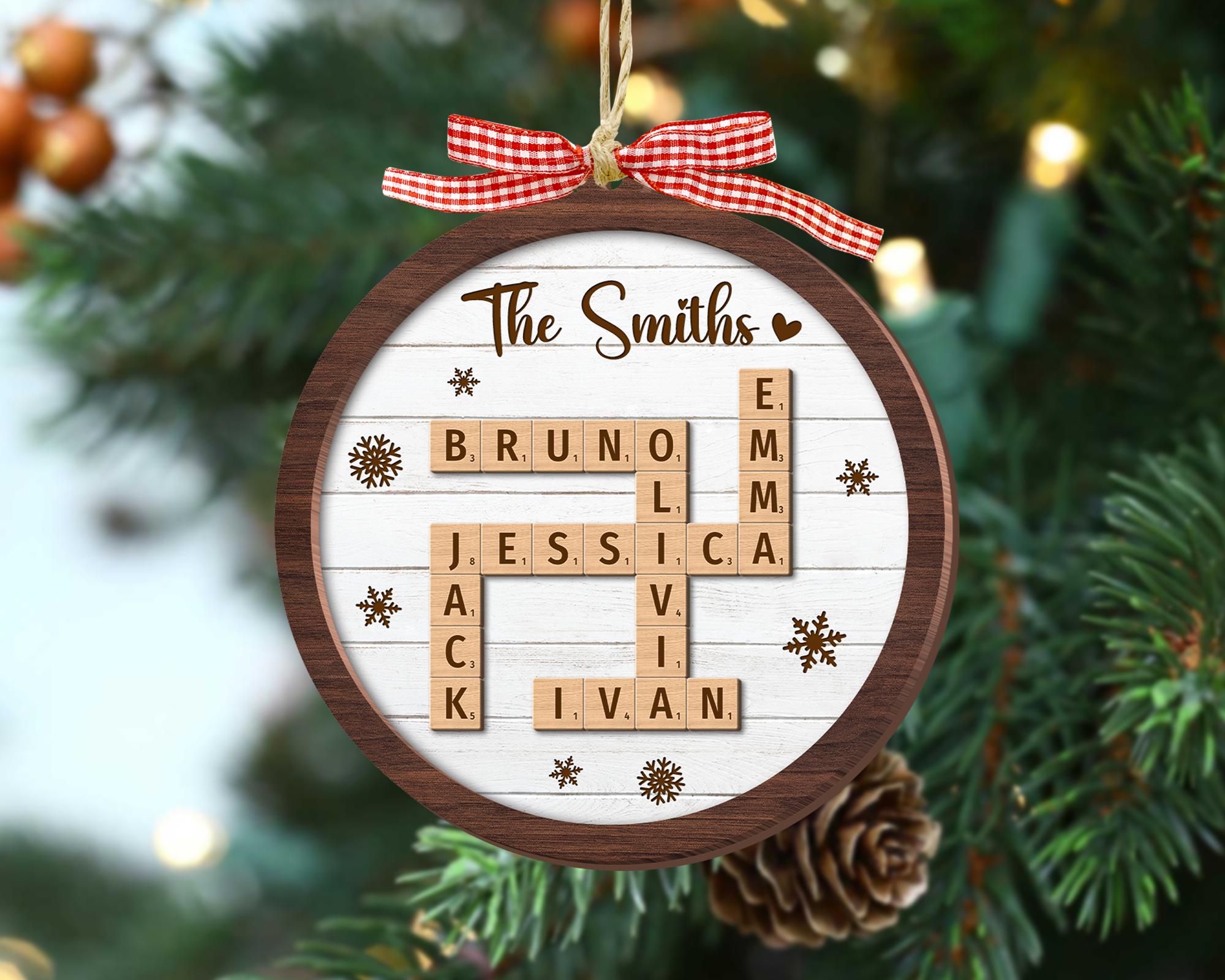 Personalized Family Ornaments, Family Name Crossword Puzzle, Custom Family Christmas Ornament 2024, Christmas Gift, Crossword Name Ornament OROC24