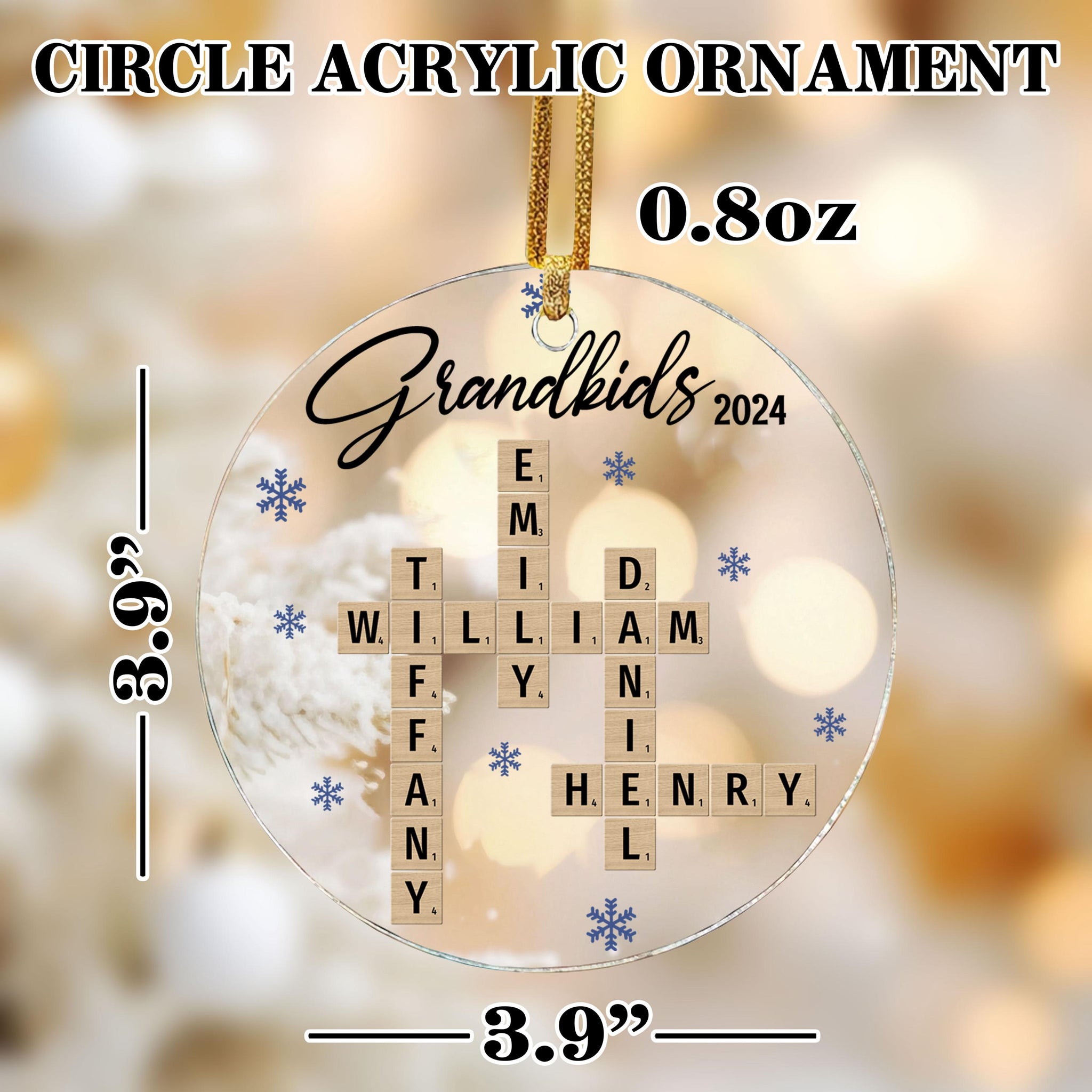 Personalized Family Ornaments, Family Name Crossword Puzzle, Custom Family Christmas Ornament 2024, Christmas Gift, Crossword Name Ornament 1 OROC24