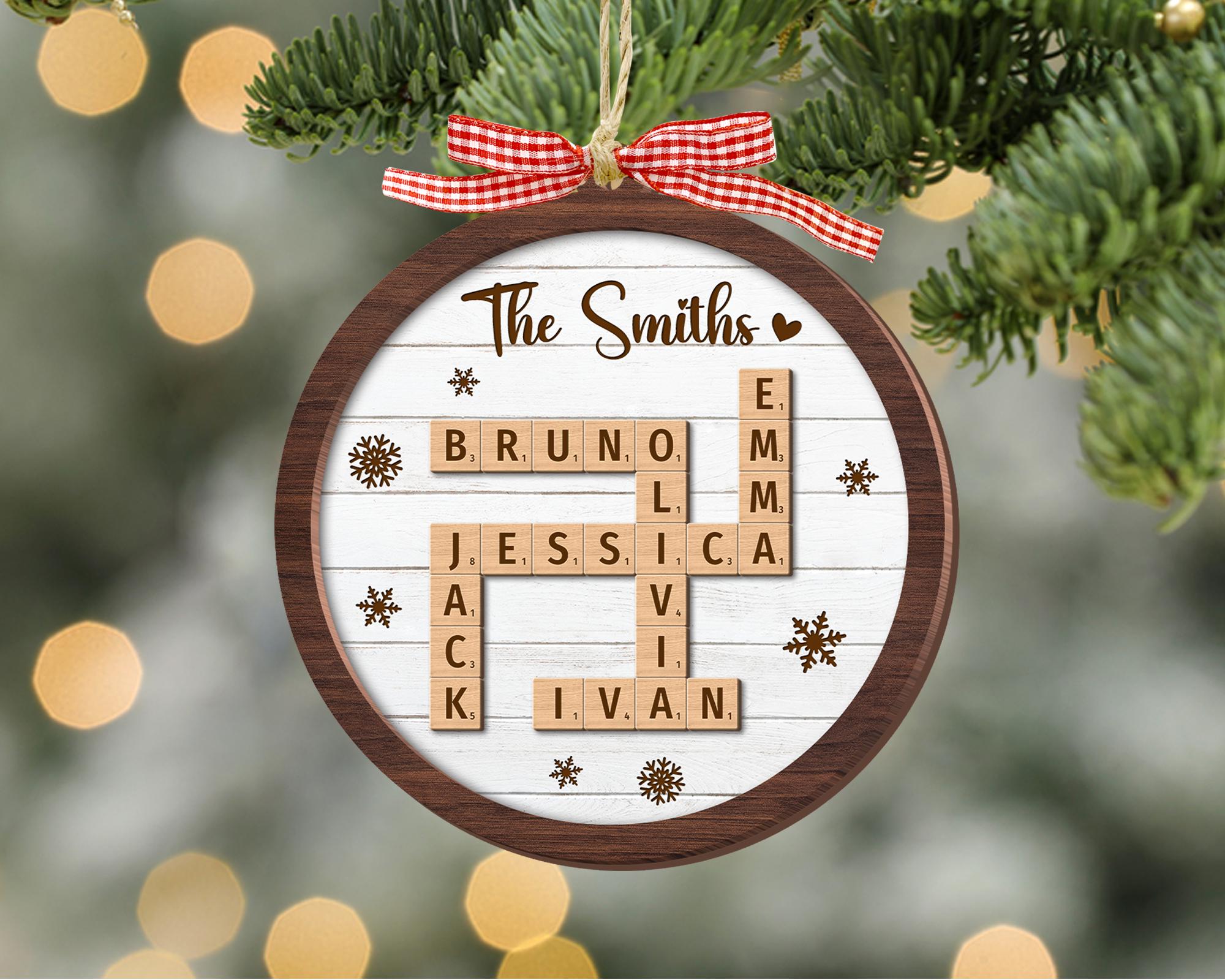Personalized Family Ornaments, Family Name Crossword Puzzle, Custom Family Christmas Ornament 2024, Christmas Gift, Crossword Name Ornament OROC24