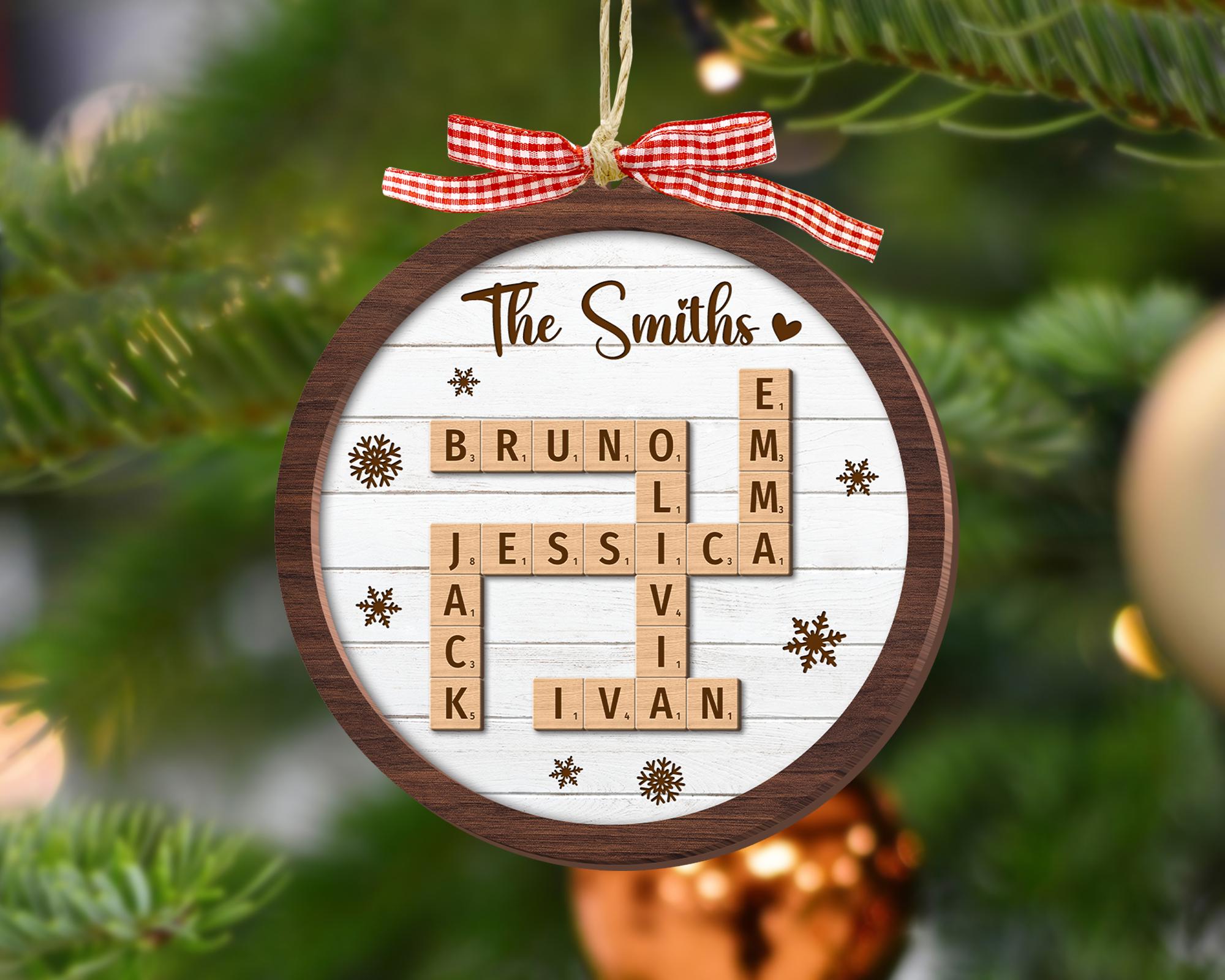 Personalized Family Ornaments, Family Name Crossword Puzzle, Custom Family Christmas Ornament 2024, Christmas Gift, Crossword Name Ornament OROC24