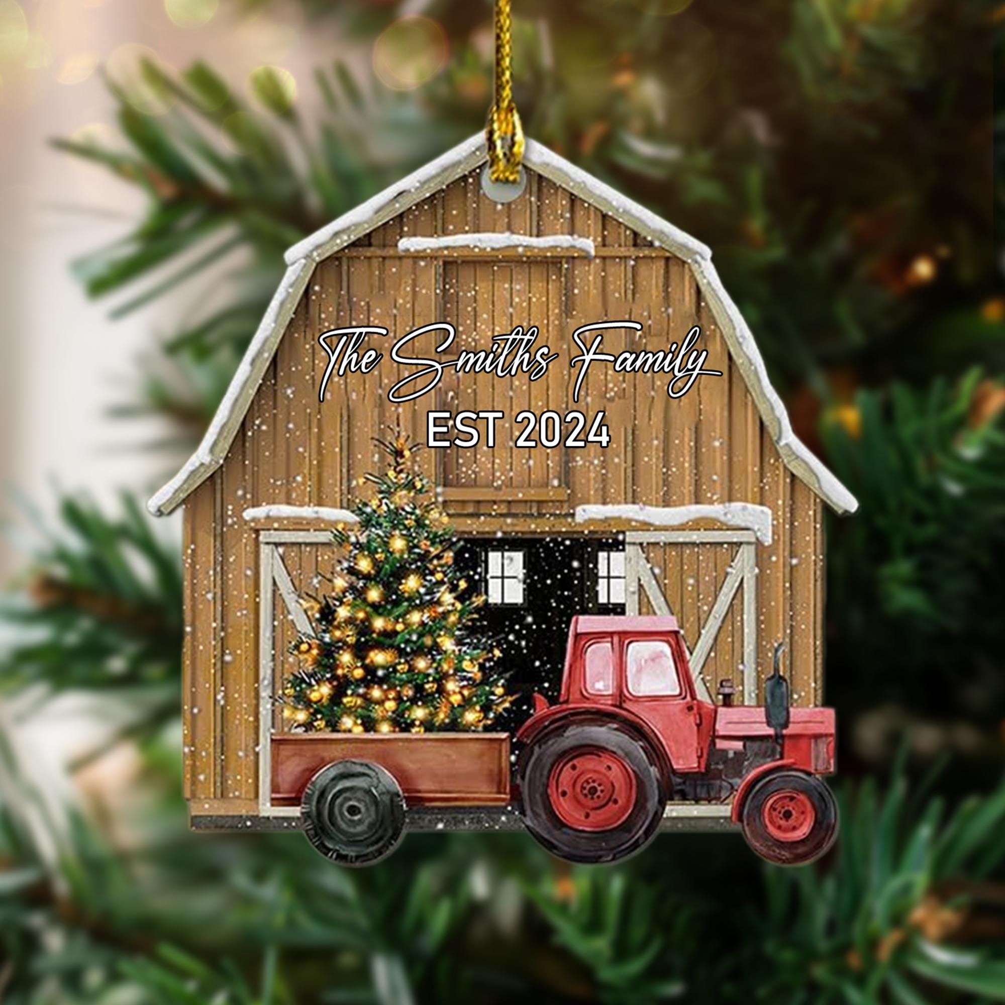 Personalized Farm Christmas Ornament 2024, Custom Tractor Christmas Tree Ornament, Christmas In The Barn Ornament, Gift For Family Ornament ORNO5
