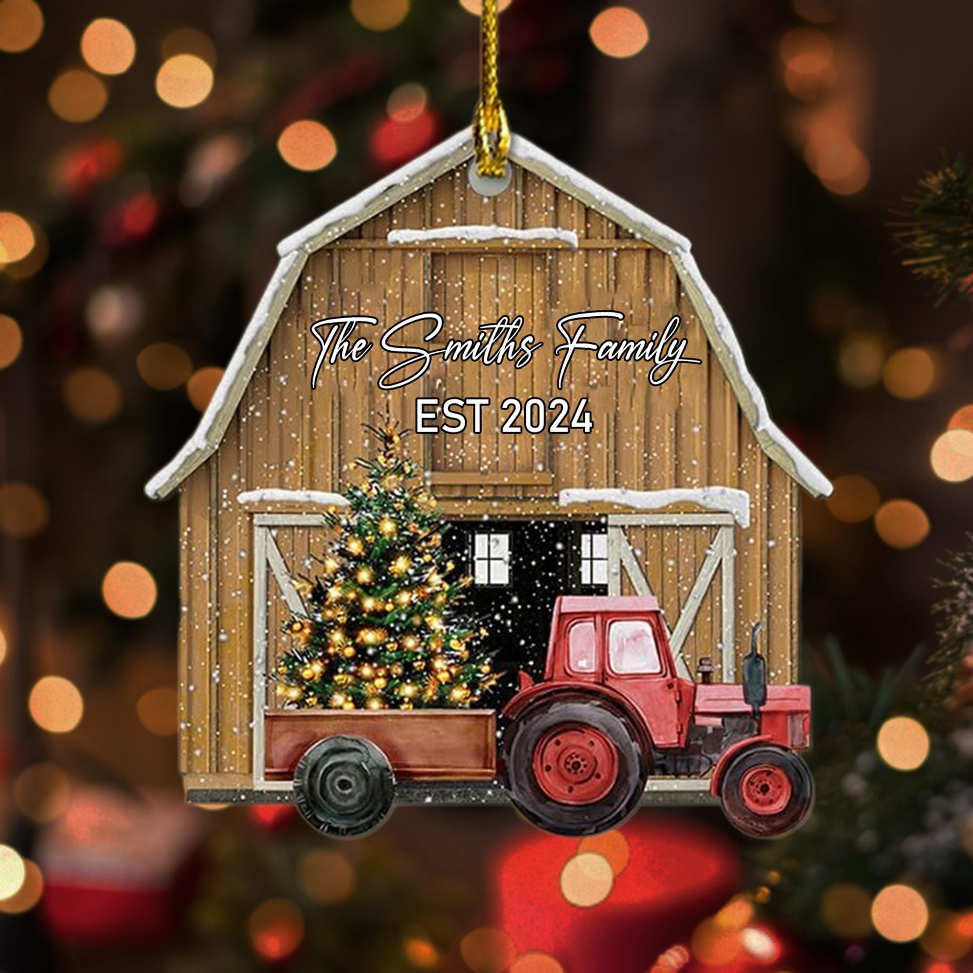 Personalized Farm Christmas Ornament 2024, Custom Tractor Christmas Tree Ornament, Christmas In The Barn Ornament, Gift For Family Ornament ORNO5