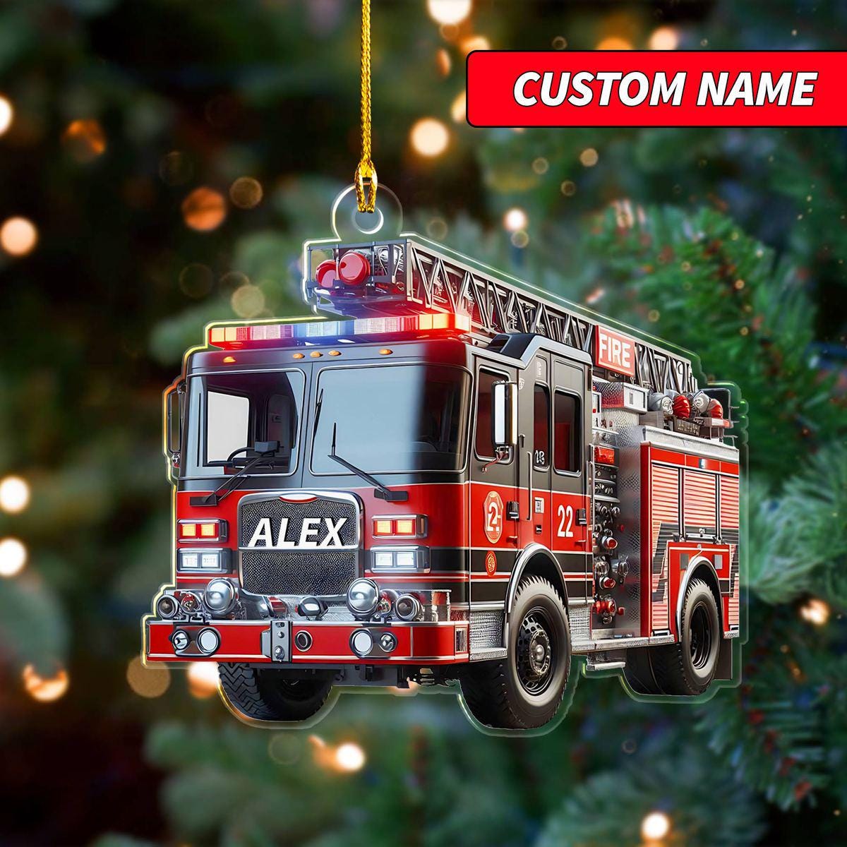 Personalized Fire Truck Christmas Ornament, Custom Name 2024 Christmas Tree Gift For Firefighter, Christmas Gift for Firefighter Ornament ORNO5