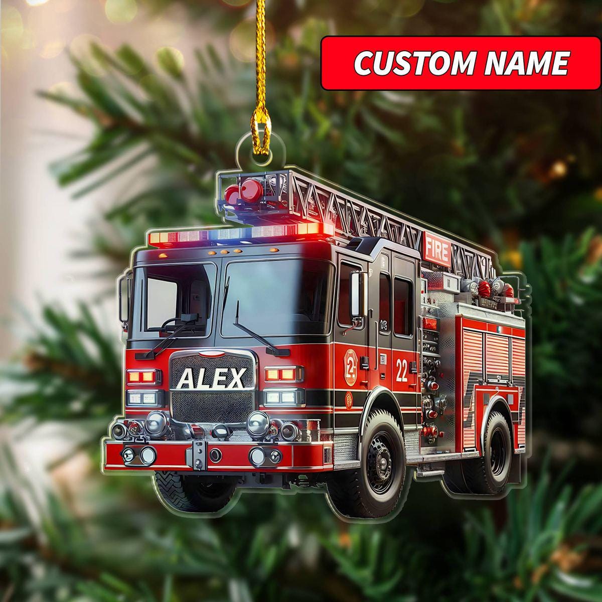 Personalized Fire Truck Christmas Ornament, Custom Name 2024 Christmas Tree Gift For Firefighter, Christmas Gift for Firefighter Ornament ORNO5