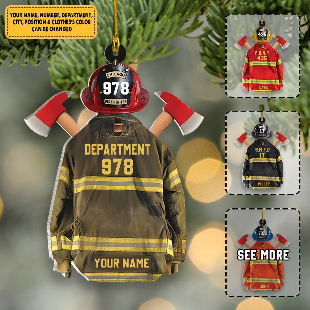 Personalized Firefighter Uniform Acrylic Ornament, Proud Firefighter Ornament, Firefighter Acrylic Ornament, Firefighter Keepsake Gift ORH1710N
