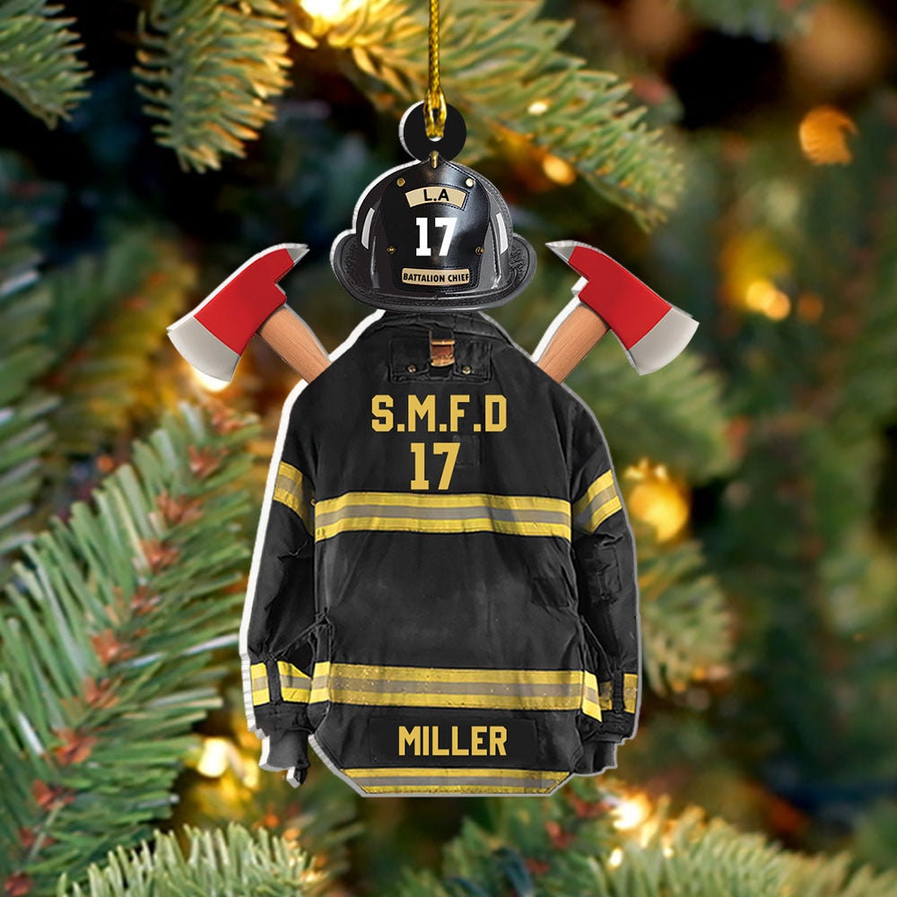 Personalized Firefighter Uniform Acrylic Ornament, Proud Firefighter Ornament, Firefighter Acrylic Ornament, Firefighter Keepsake Gift ORH1710N
