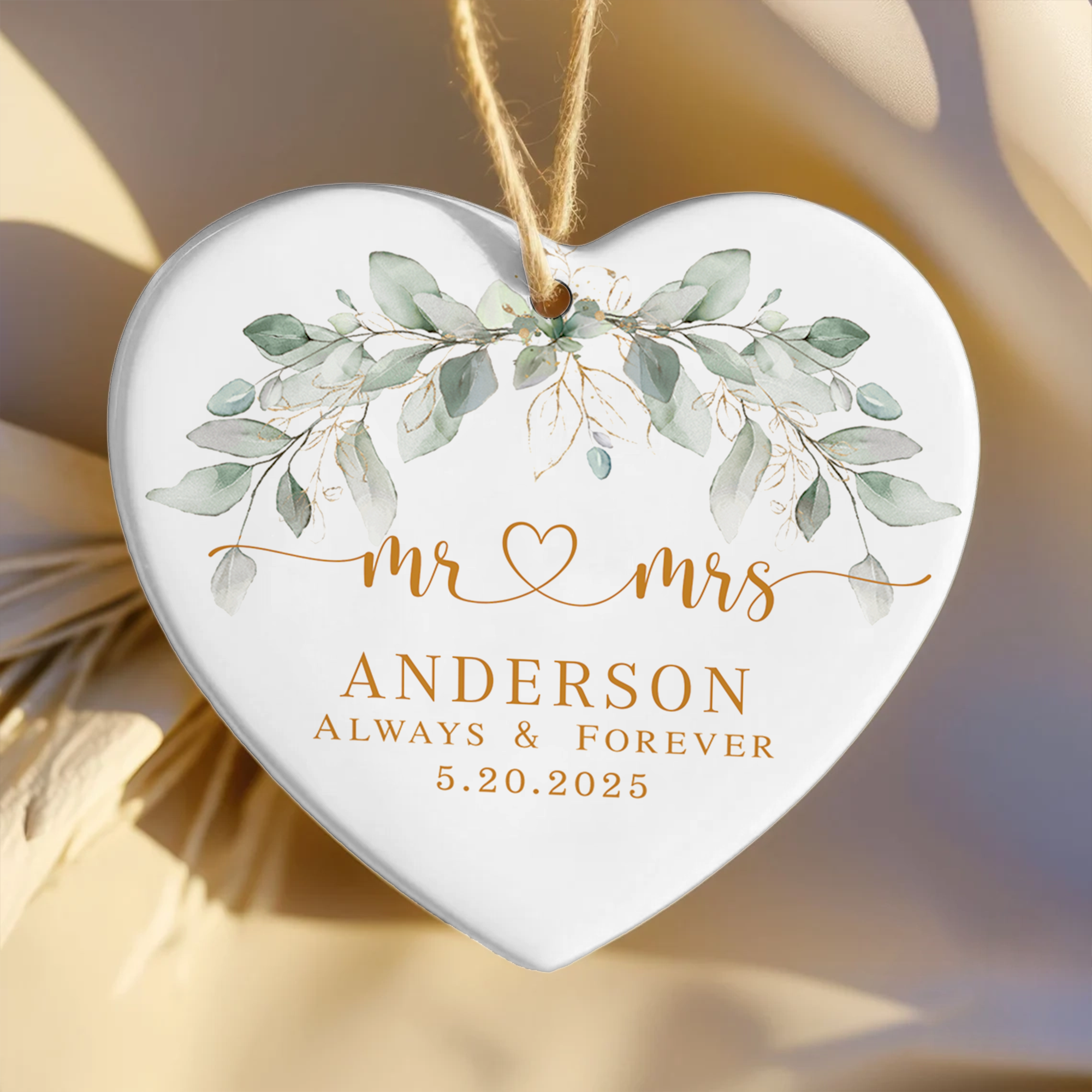 Personalized First Christmas Married Ornament, Custom Mr and Mrs, Mr and Mr, Name and Date, Wedding Ceramic CY05-8 ORN2509