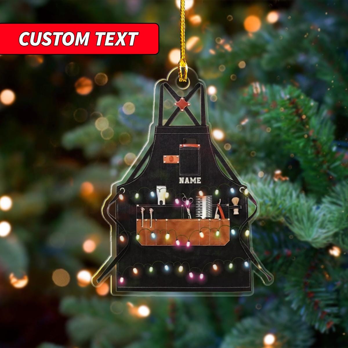 Personalized First Year As A Hairstylist Glass Ornament, Barber Uniform Custom Shaped Ornament 2D Hairstylist, Christmas Ornament ORNO5