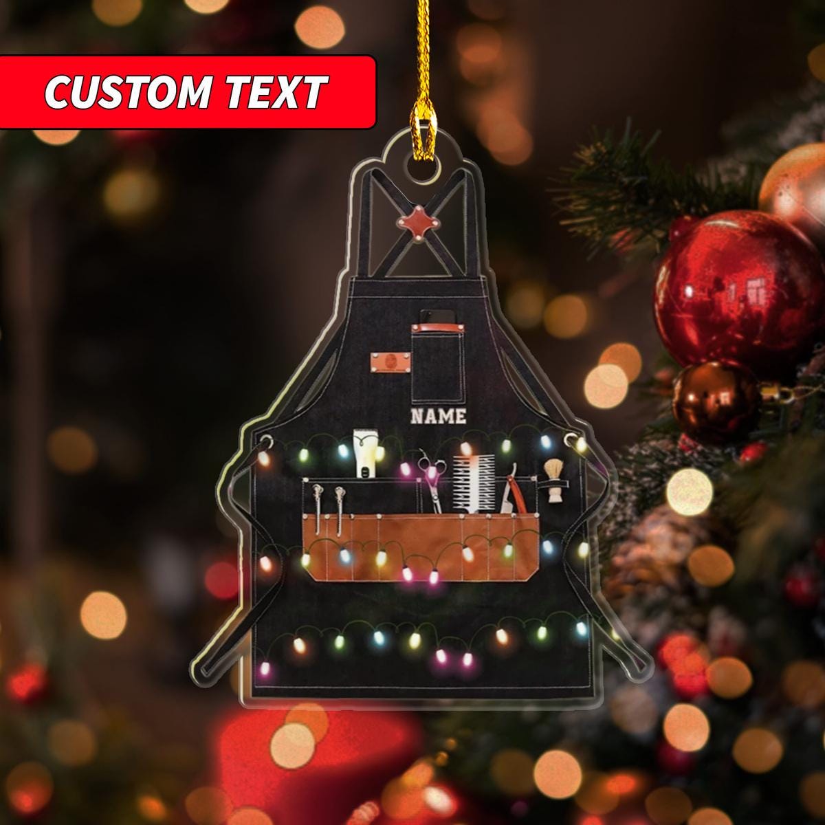 Personalized First Year As A Hairstylist Glass Ornament, Barber Uniform Custom Shaped Ornament 2D Hairstylist, Christmas Ornament ORNO5