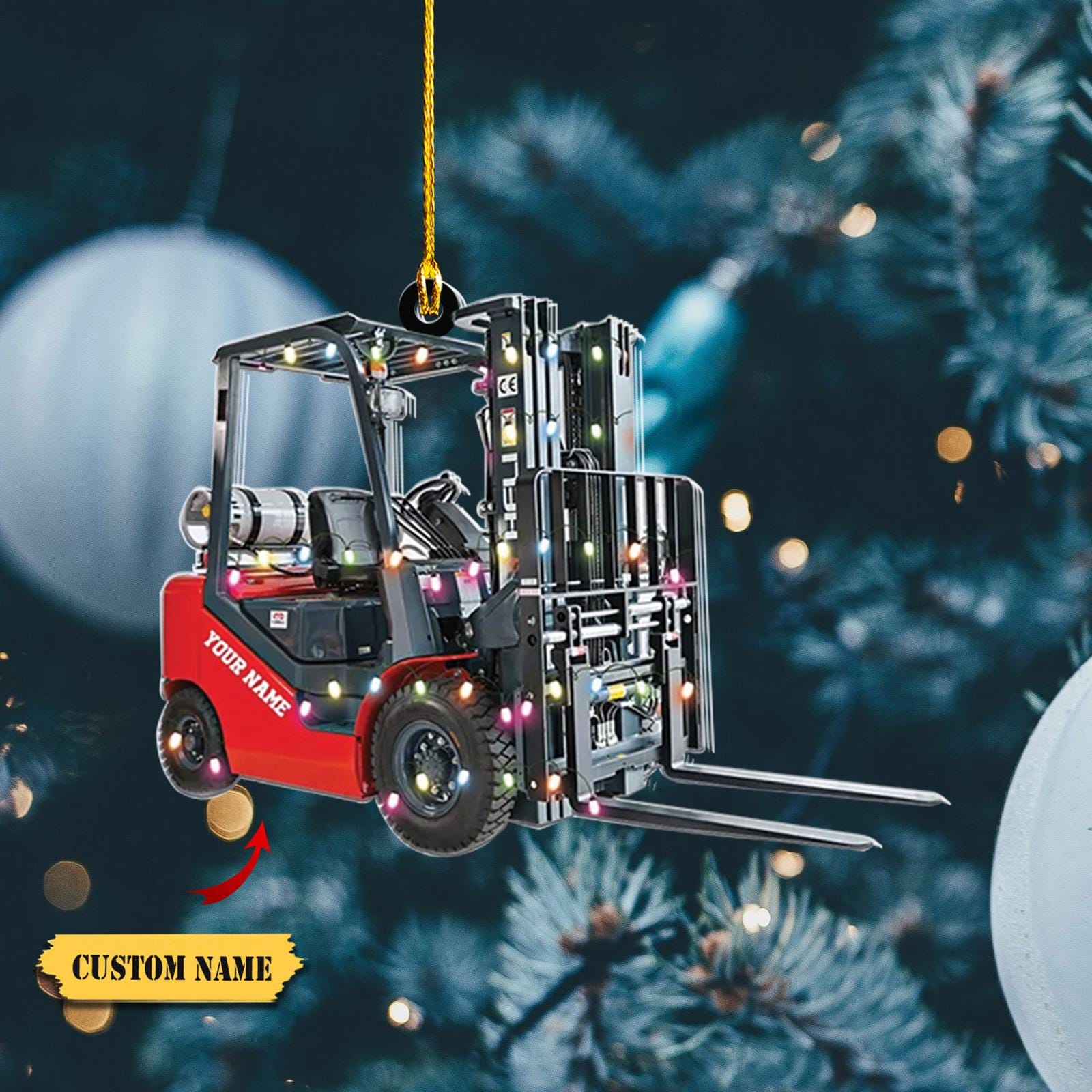 Personalized Forklift truck Car Ornament 2D, Custom Forklift truck Christmas 2024, Gifts For Christmas, Gifts For Colleagues HAOR0711