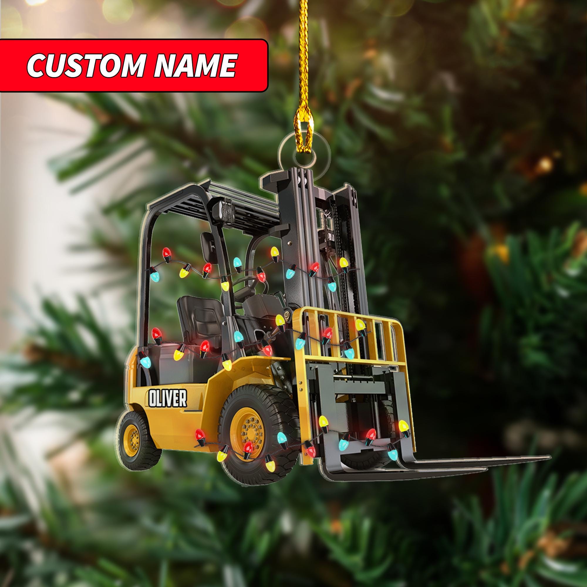 Personalized Forklift Truck Car Ornament 2D, Custom ornament, Forklift Ornament For Warehouse Decor, Forklift truck hanging Xmas Ornament ORNO5