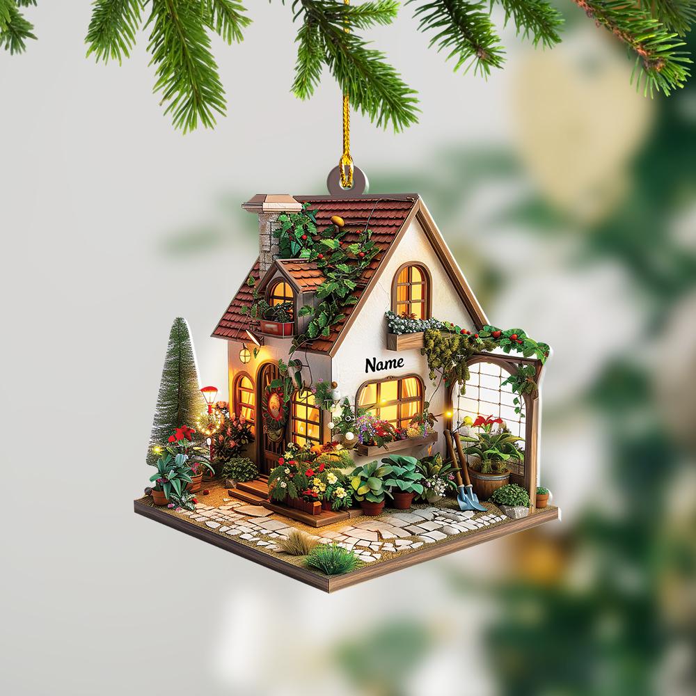 Personalized Garden House Christmas Ornament, Garden House Decor, Gift for Gardening Lovers Ornament Planting Gardener Ornament 1 HAOR0611