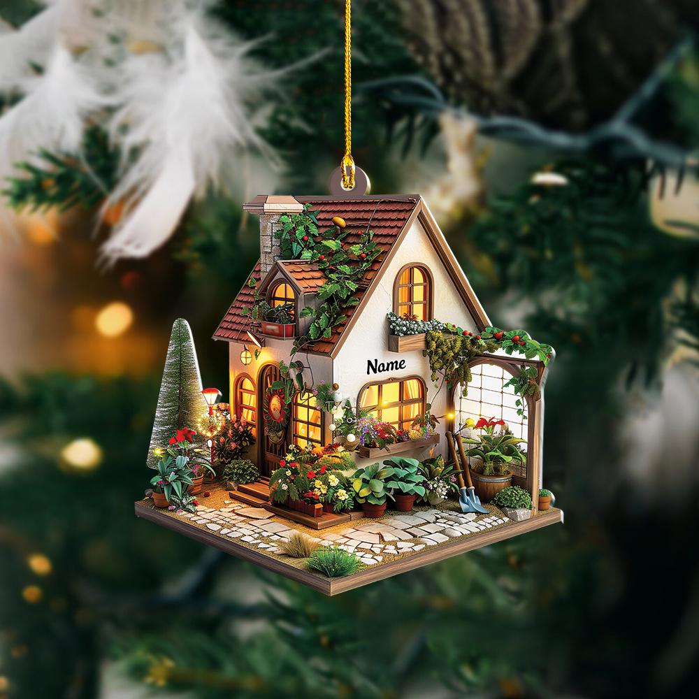 Personalized Garden House Christmas Ornament, Garden House Decor, Gift for Gardening Lovers Ornament Planting Gardener Ornament 1 HAOR0611