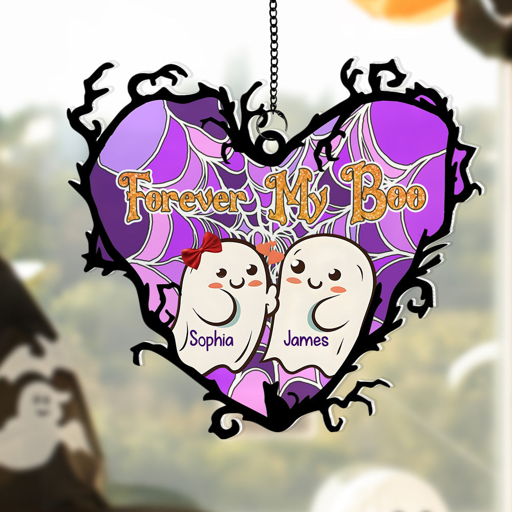 Personalized Gifts for Couple, Forever My Boo Halloween Couple Acrylic Suncatcher  ORHA2208