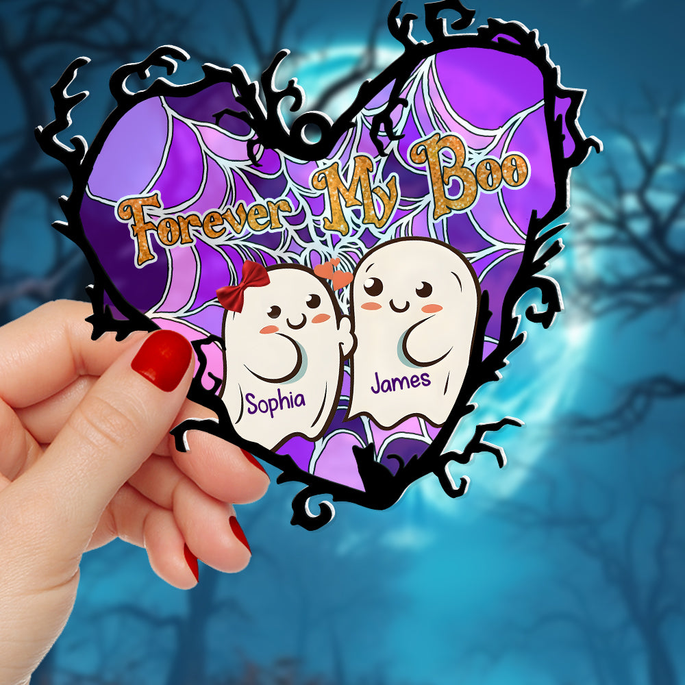 Personalized Gifts for Couple, Forever My Boo Halloween Couple Acrylic Suncatcher  ORHA2208