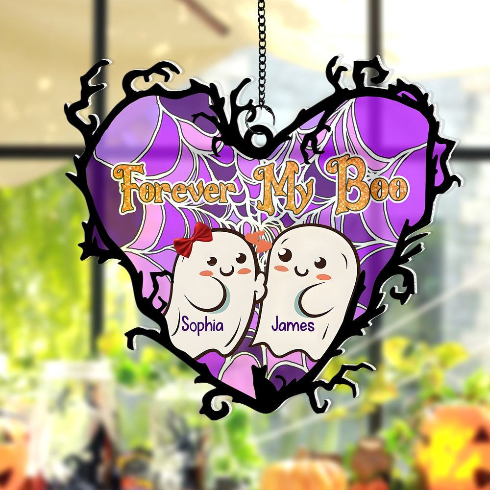 Personalized Gifts for Couple, Forever My Boo Halloween Couple Acrylic Suncatcher  ORHA2208