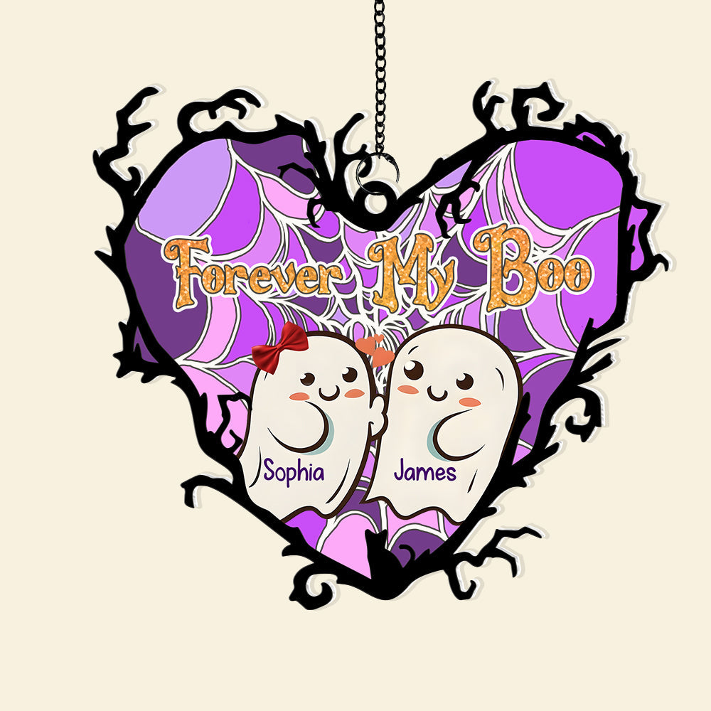 Personalized Gifts for Couple, Forever My Boo Halloween Couple Acrylic Suncatcher  ORHA2208