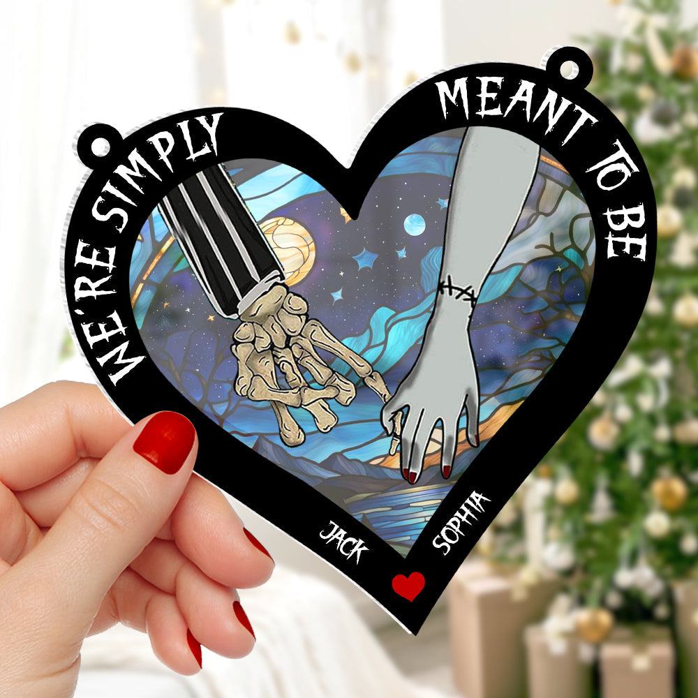 Personalized Gifts For Couple Suncatcher Ornament Skeleton Holding Hands  ORHA2208