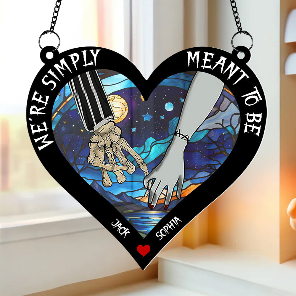 Personalized Gifts For Couple Suncatcher Ornament Skeleton Holding Hands  ORHA2208