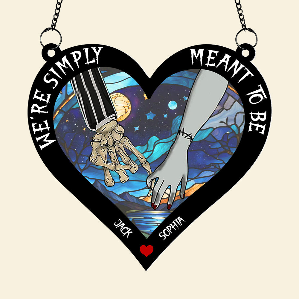 Personalized Gifts For Couple Suncatcher Ornament Skeleton Holding Hands  ORHA2208