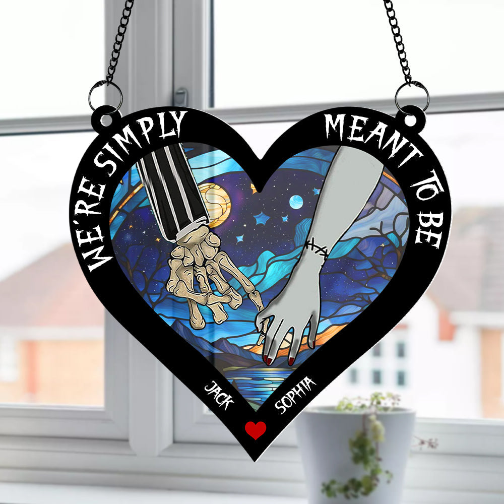 Personalized Gifts For Couple Suncatcher Ornament Skeleton Holding Hands  ORHA2208