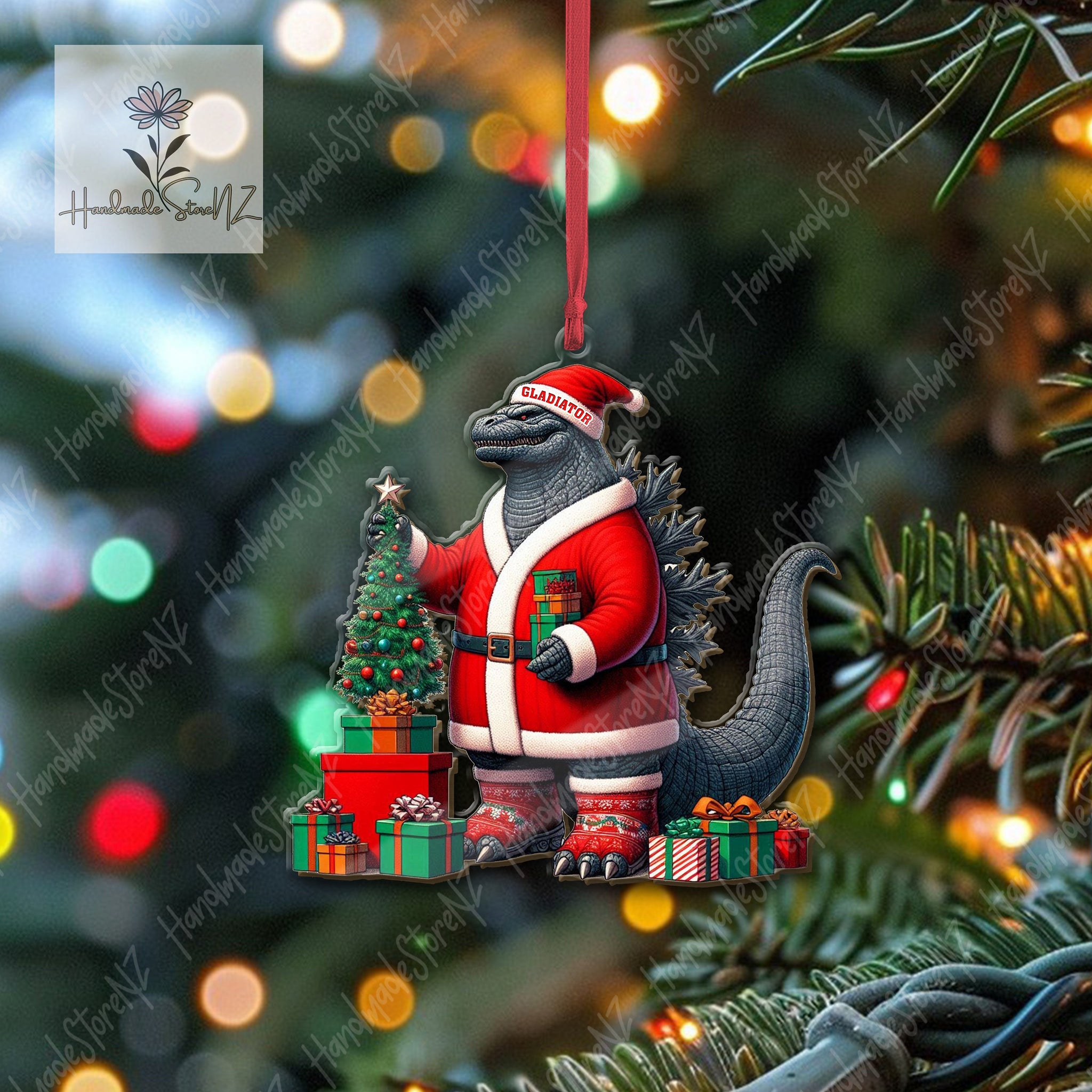 Personalized Godzilla Christmas Ornament, Xmas Tree Decor, Christmas gift, Godzilla Lovers Gift, Gift For Dad, Funny godzilla Ornament oroc31