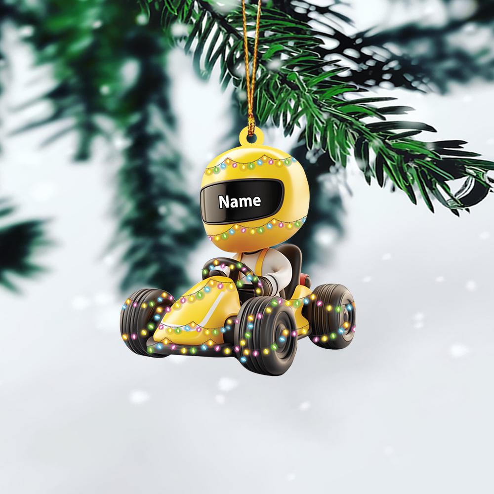 Personalized Go-Kart Racing Ornament, Auto Racing Christmas Ornament, Racer Ornament Gift, Racing Team Holiday Ornament Decor HAOR0611