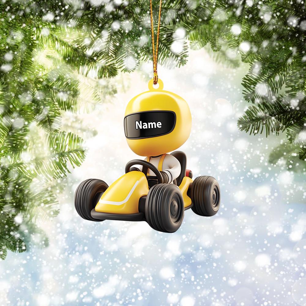 Personalized Go-Kart Racing Ornament, Auto Racing Christmas Ornament, Racer Ornament Gift, Racing Team Holiday Ornament Decor HAOR0611