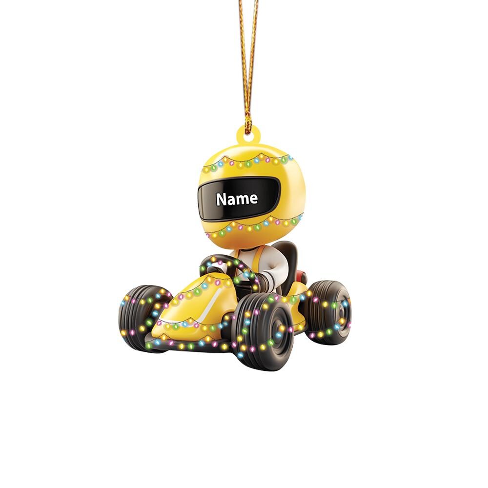 Personalized Go-Kart Racing Ornament, Auto Racing Christmas Ornament, Racer Ornament Gift, Racing Team Holiday Ornament Decor HAOR0611