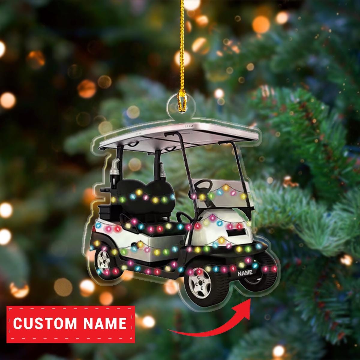 Personalized Golf Cart  2D Flat Ornament, Golfing Christmas Ornament, Golfer Xmas Ornament, Golfing Car Ornament, Golf Lover Ornament ORNO5