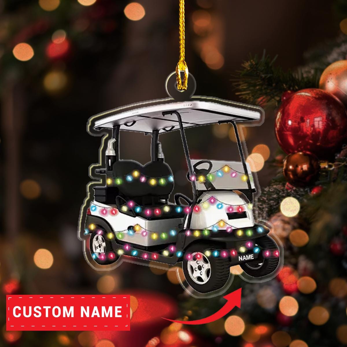 Personalized Golf Cart  2D Flat Ornament, Golfing Christmas Ornament, Golfer Xmas Ornament, Golfing Car Ornament, Golf Lover Ornament ORNO5