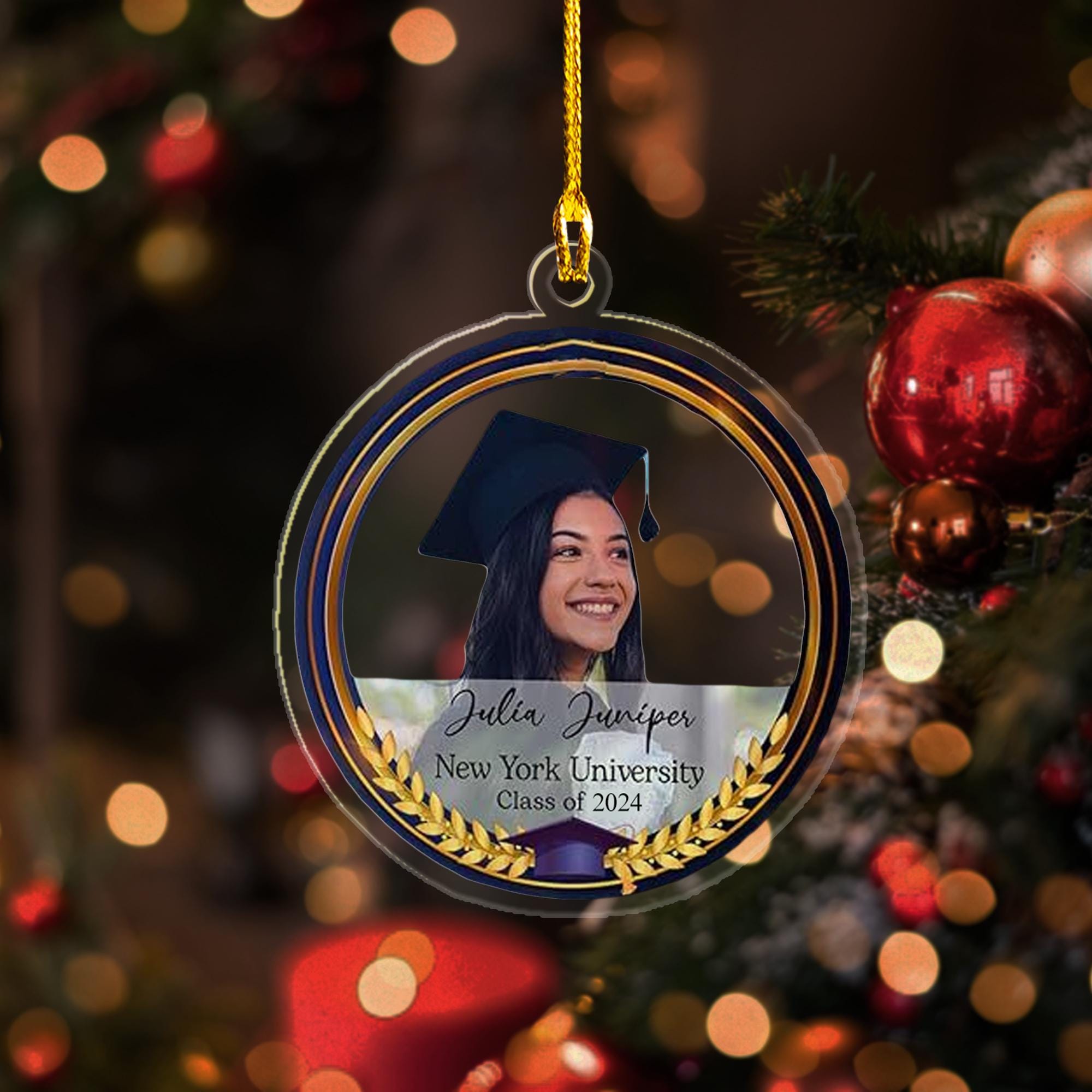 Personalized Graduation Photo Ornament 2024, Class of 2024 Graduation Photo Frame Ornament, Congrats Graduation Photo Ornament ORNO5