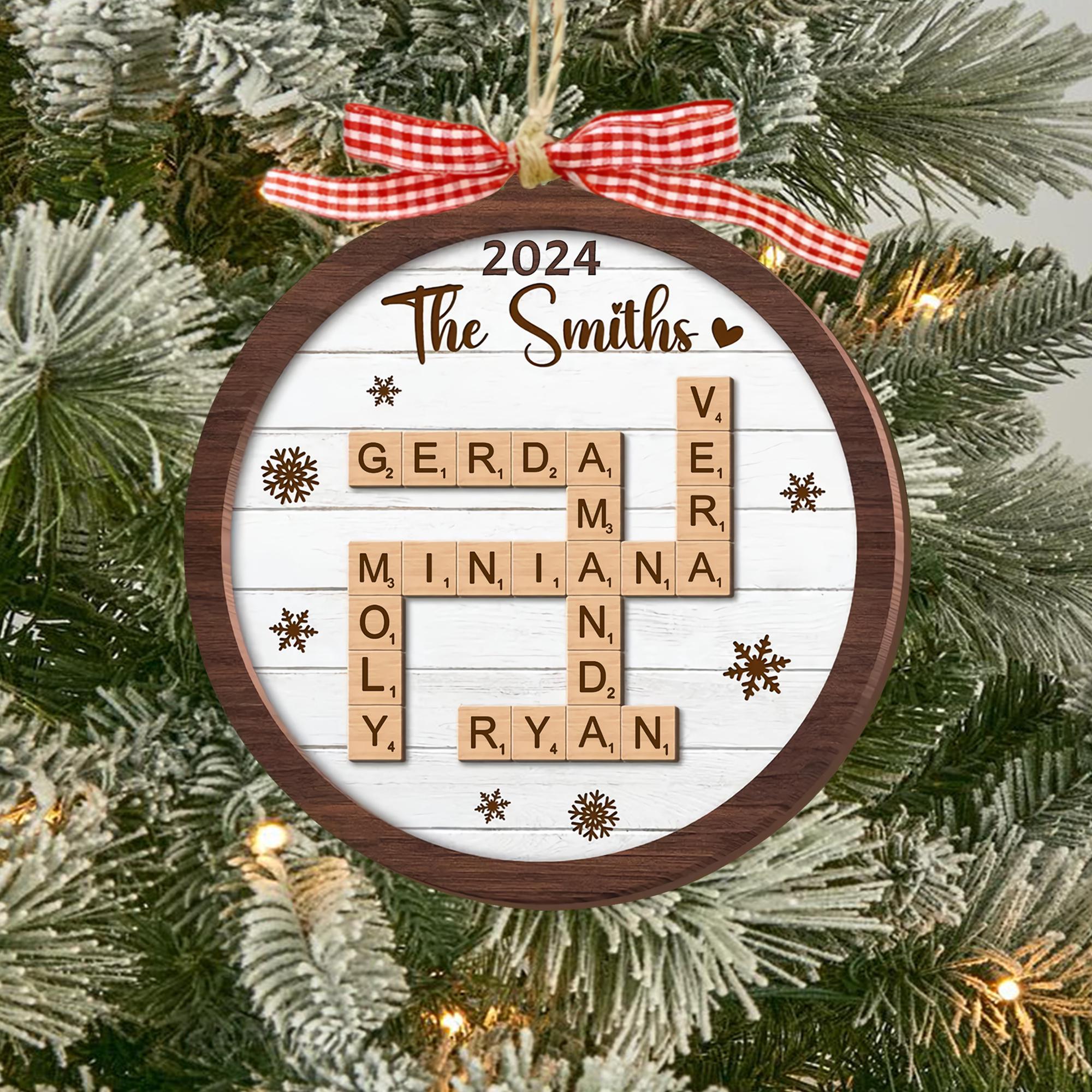 Personalized Grandkids Christmas 2 layers Ornament, Grandkids Crossword Puzzle Ornament, Crossword Christmas Ornament, Grandparent Gift 1 OROC24