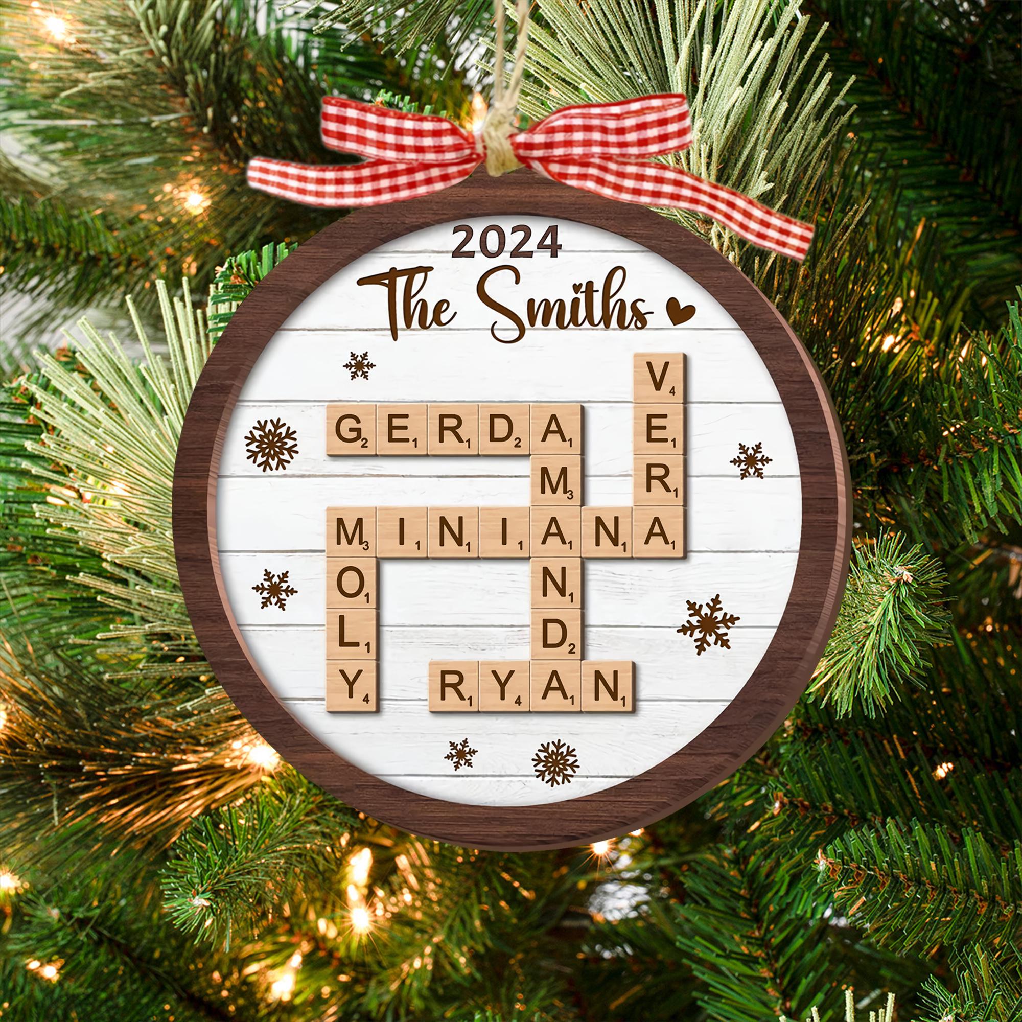 Personalized Grandkids Christmas 2 layers Ornament, Grandkids Crossword Puzzle Ornament, Crossword Christmas Ornament, Grandparent Gift 1 OROC24