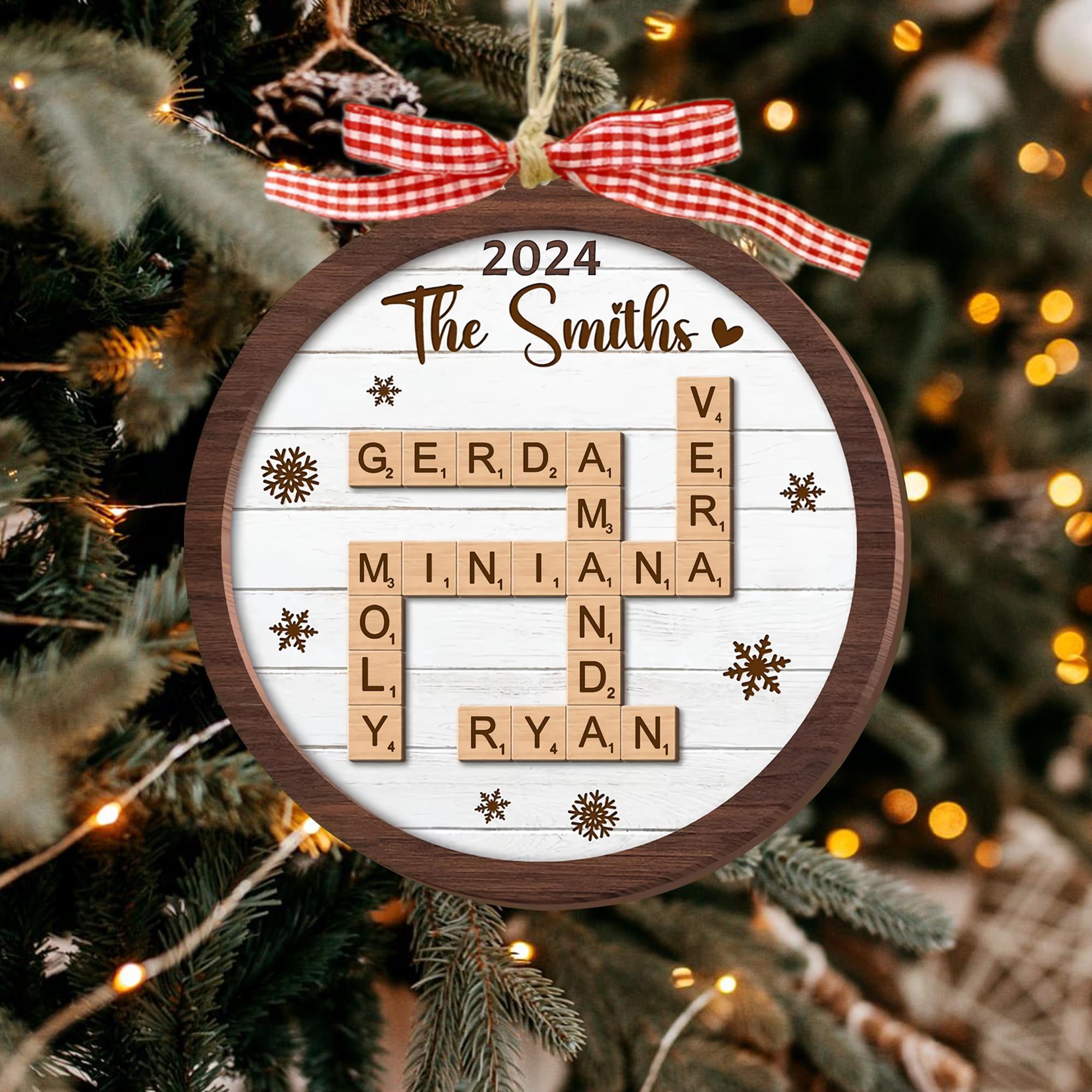Personalized Grandkids Christmas 2 layers Ornament, Grandkids Crossword Puzzle Ornament, Crossword Christmas Ornament, Grandparent Gift 1 OROC24