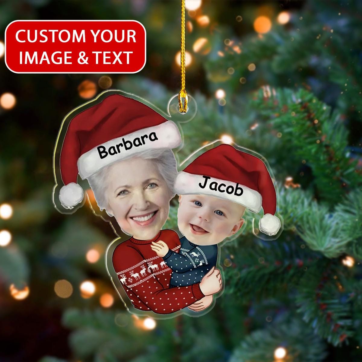 Personalized Grandma Grandkid Ornament, Granddaughter Grandson Gift, Christmas Gift For Grandma Ornament, Grandma Keepsake Ornament ORNO5