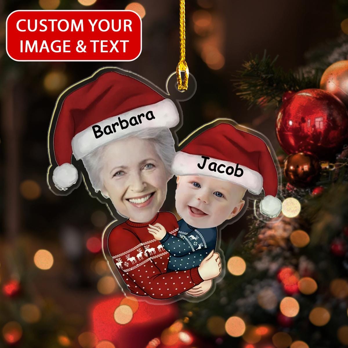 Personalized Grandma Grandkid Ornament, Granddaughter Grandson Gift, Christmas Gift For Grandma Ornament, Grandma Keepsake Ornament ORNO5