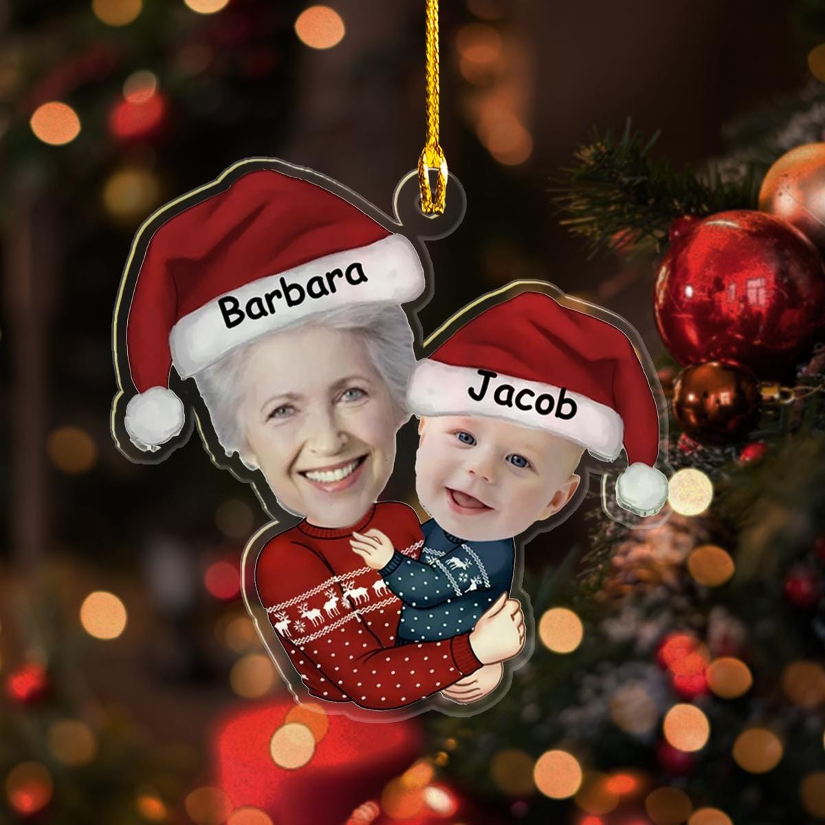 Personalized Grandma Grandkid Ornament, Granddaughter Grandson Gift, Christmas Gift For Grandma Ornament, Grandma Keepsake Ornament ORNO5