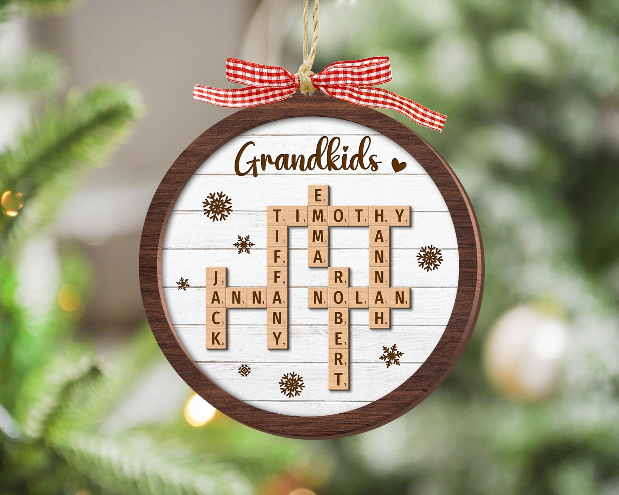 Personalized Grandparents Christmas Ornament, Scrabble Christmas Ornament, Grandkids Crossword Puzzle Ornament, Grandparent Christmas Gift ORH1710N